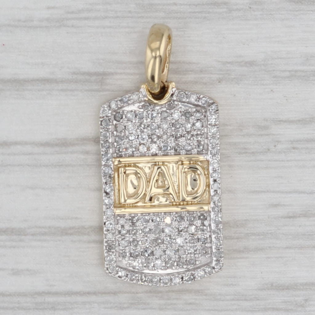 Gray 0.29ctw Diamond Accented "Dad" Pendant 10K Yellow Gold