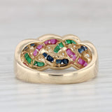 Light Gray 0.72ctw Ruby Emerald Sapphire Woven Gemstone Ring 14k Yellow Gold Size 6.5