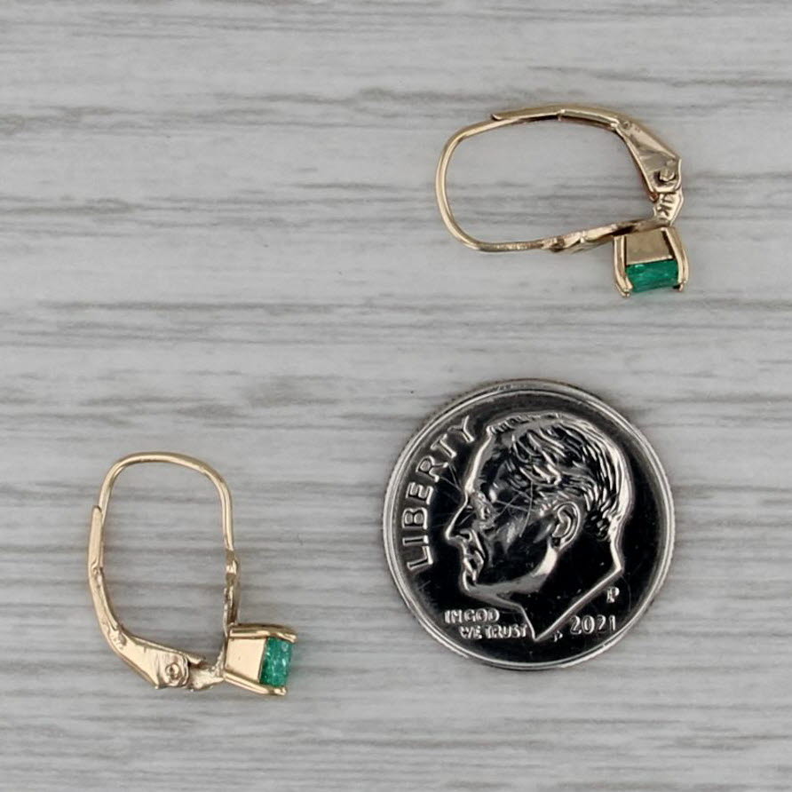 0.40ctw Emerald Cut Emerald Drop Earrings 14k Yellow Gold Lever Backs