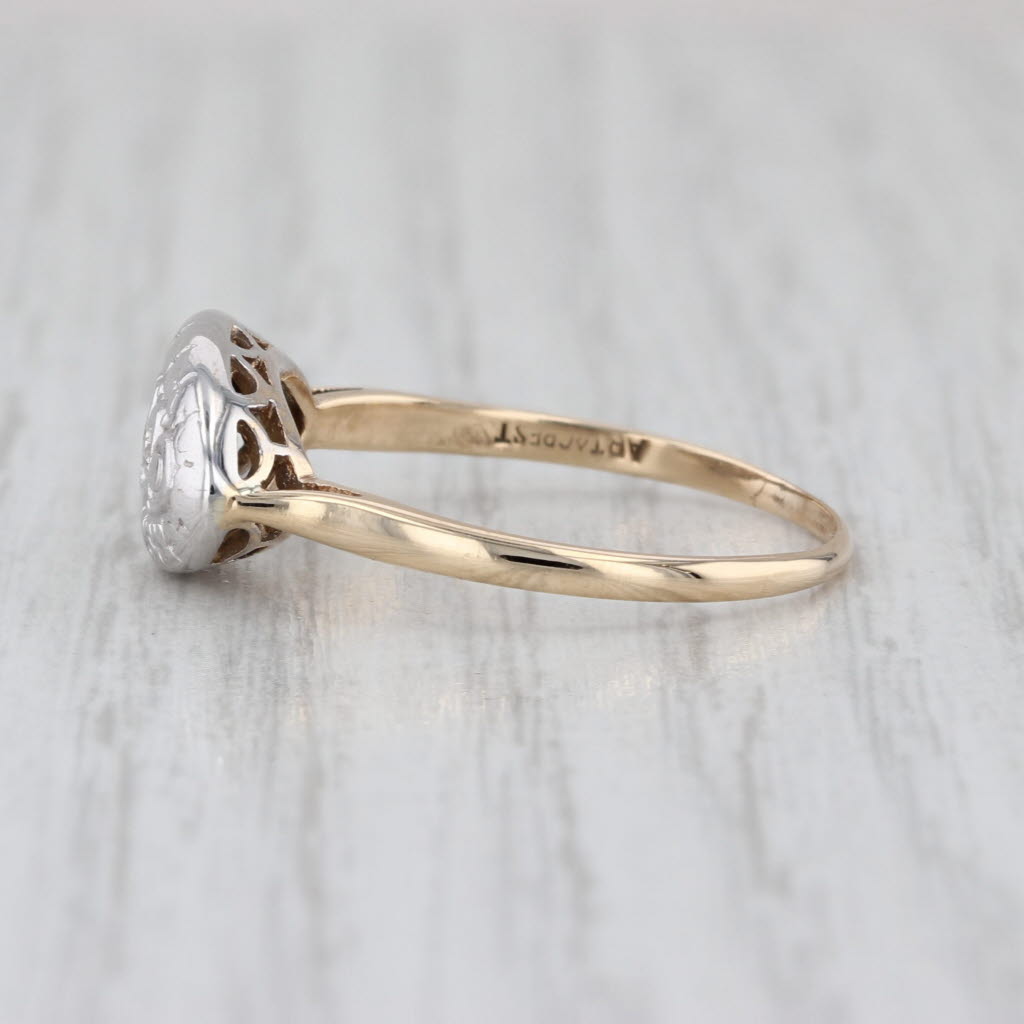 Vintage Diamond Princess Ring 10k White Yellow Gold Size 9 Heart Accents