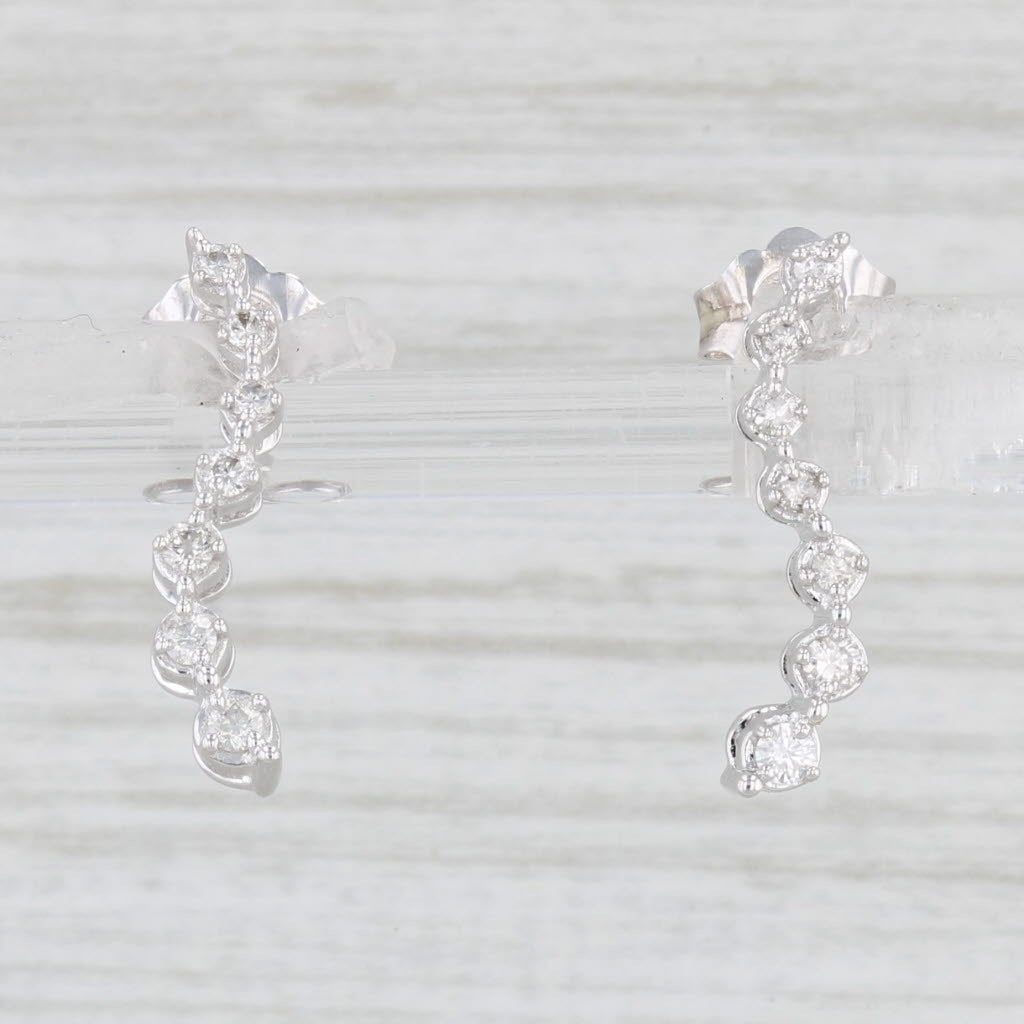 Light Gray 0.20ctw Diamond Journey Drop Earrings 10k White Gold