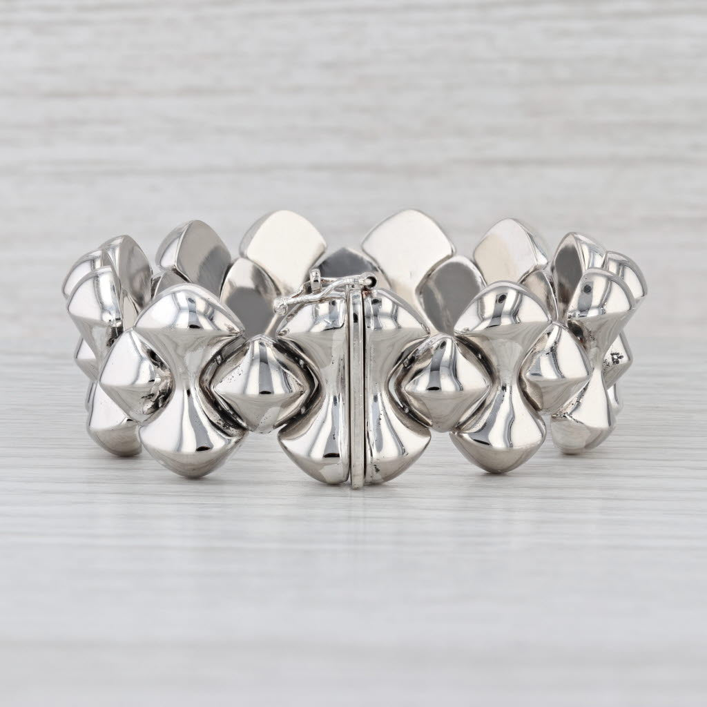 Milor Italy Barbell Bead Link Bracelet Sterling Silver 8" 20.9mm Statement