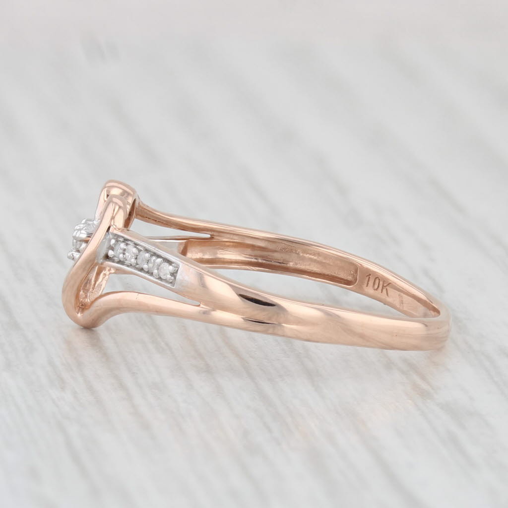 Light Gray Diamond Heart Ring 10k Rose Gold Size 7.5 Promise