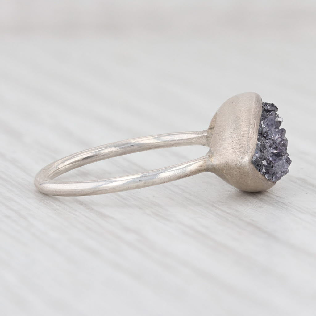 New Nina Wynn Ring Druzy Amethyst Sterling Silver Gemstone Statement Size 7