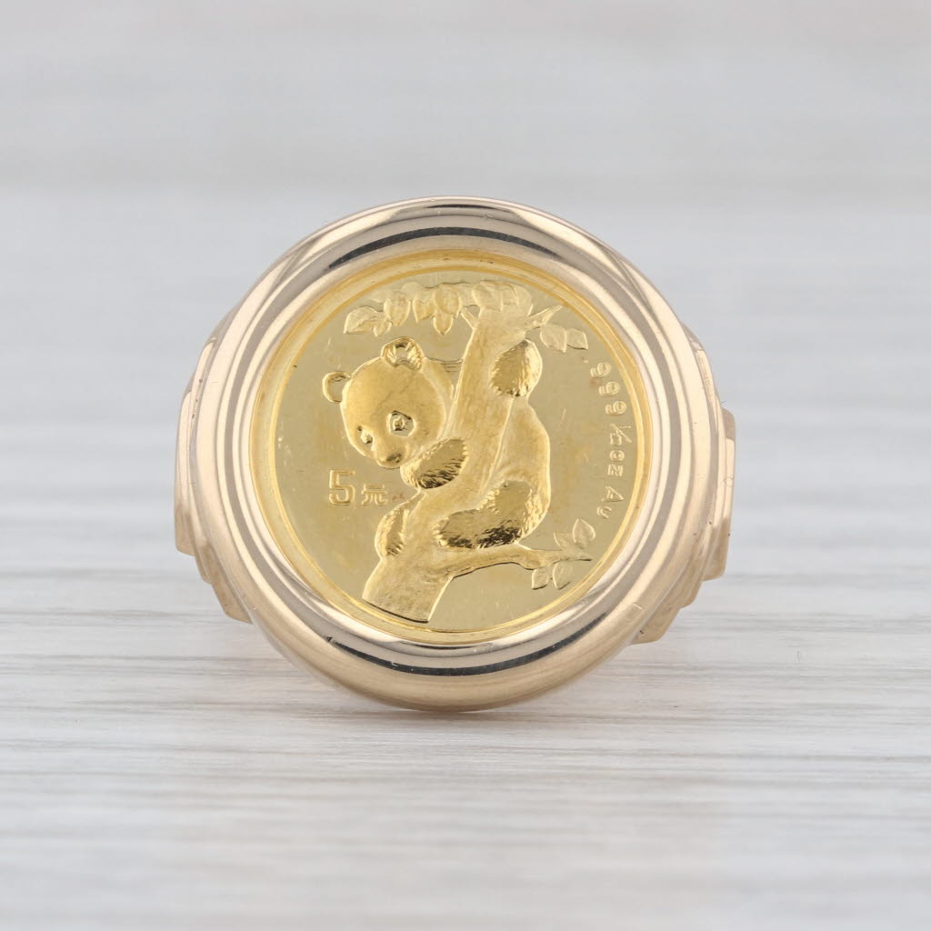 1996 1/20 oz Fine Gold 5 Yuan Chinese Panda Coin Ring 14k Size 6