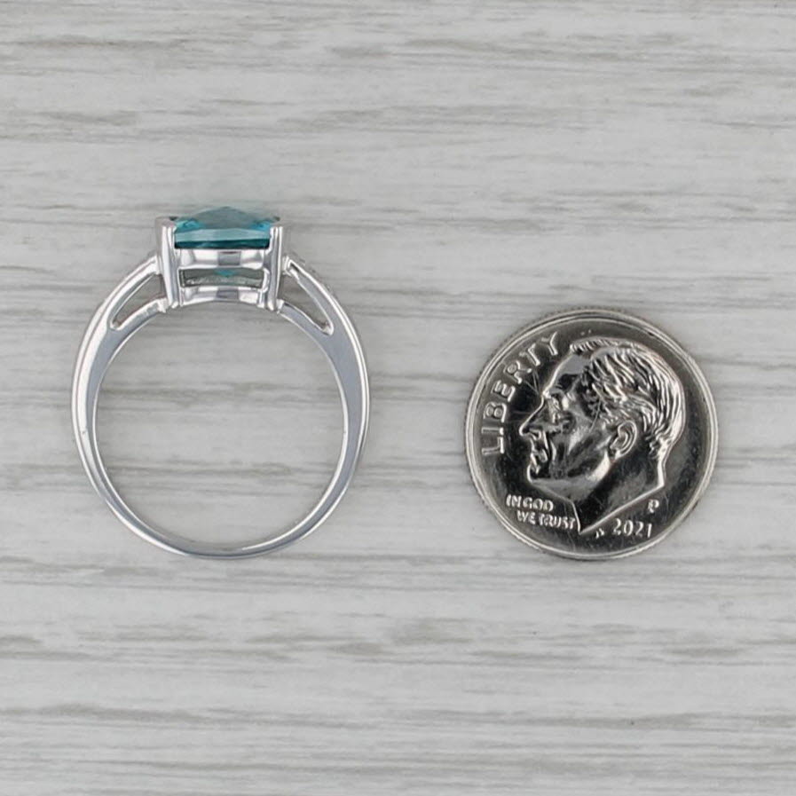2.67ctw Mystic Teal Topaz Diamond Ring 10k White Gold Size 7