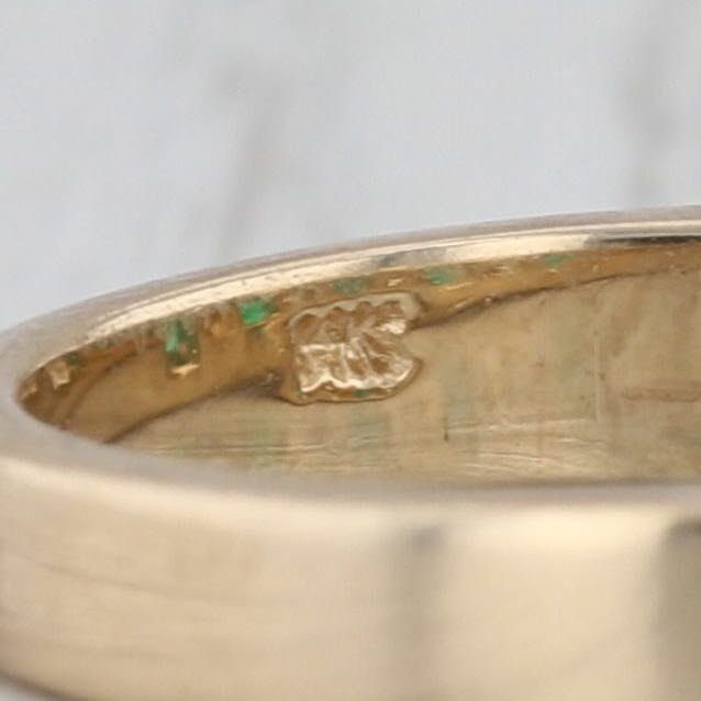 0.65ctw Emerald Diamond Wedding Band 14k Yellow Gold Size 6.75 Stackable Ring