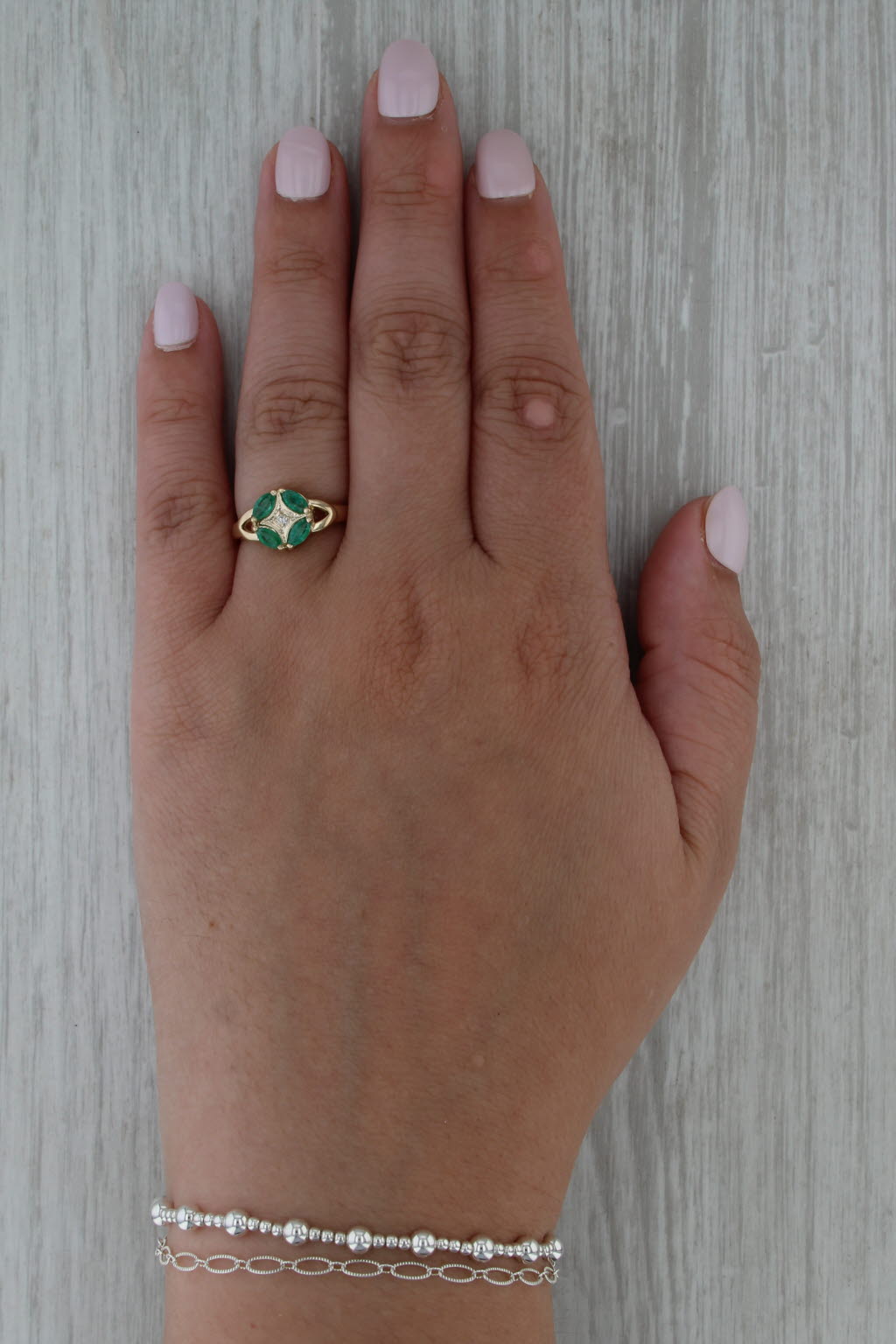 0.50ctw Emerald Diamond Ring 14k Yellow Gold Size 7.25