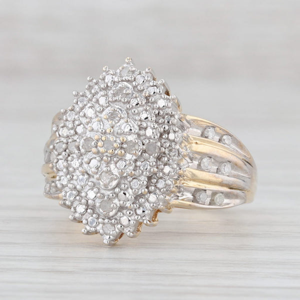 Light Gray 0.13ctw Diamond Cluster Ring 10k Yellow Gold Size 9 Cocktail