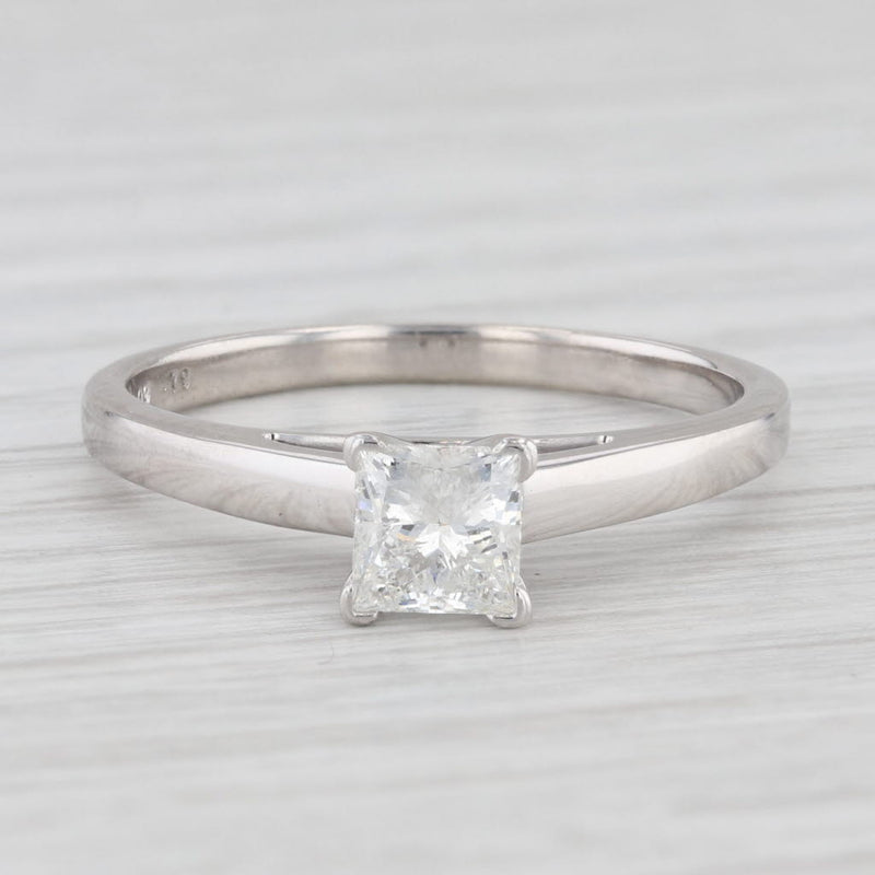 Leo 0.79ct Princess Solitaire Diamond Engagement Ring 14k Gold Platinum Papers