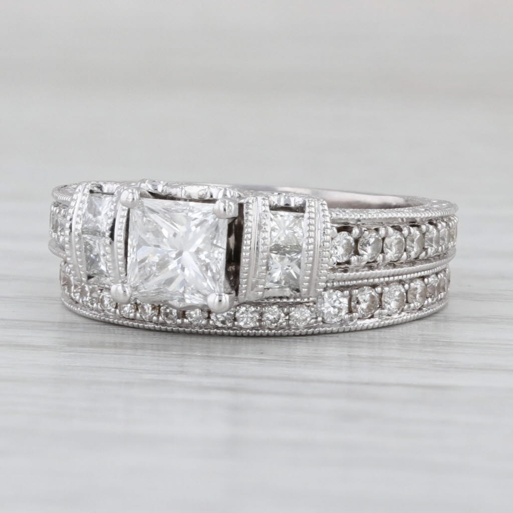 Neil Lane 1.55ctw Diamond Engagement Ring Wedding Band Bridal Set 14k White Gold