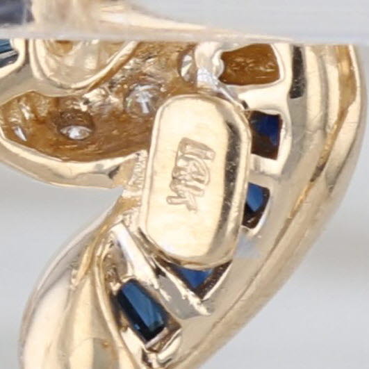 0.75ctw Blue Sapphire Diamond Heart Dangle Earrings 14k Yellow White Gold Drops