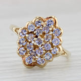 Light Gray 0.80ctw Tanzanite Cluster Ring 10k Yellow Gold Size 10 Cocktail