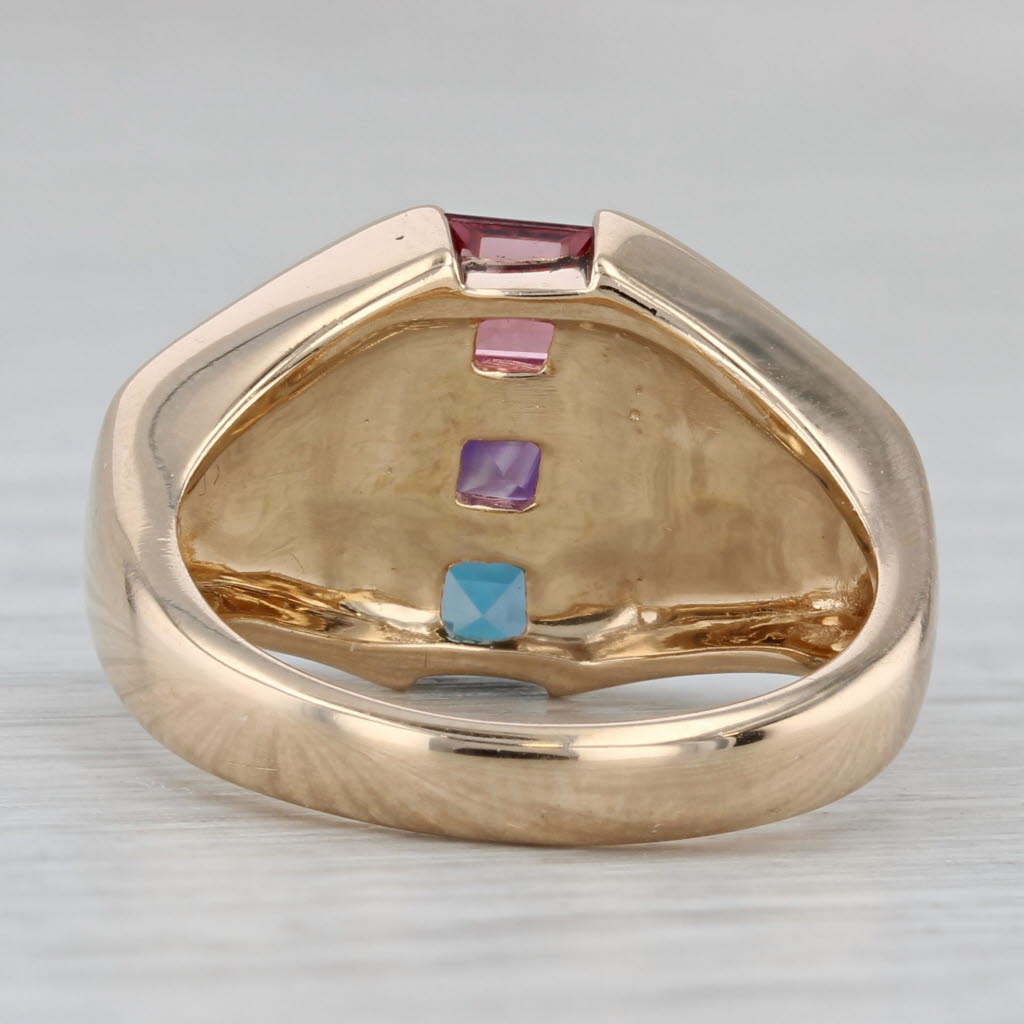 Gray Kabana Mother of Pearl Topaz Amethyst Tourmaline 14k Yellow Gold Size 6.25