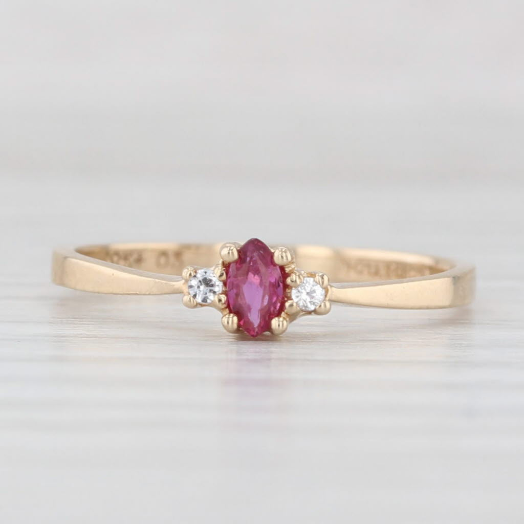 Light Gray Marquise Ruby Cubic Zirconia Ring 10k Yellow Gold Size 9.75