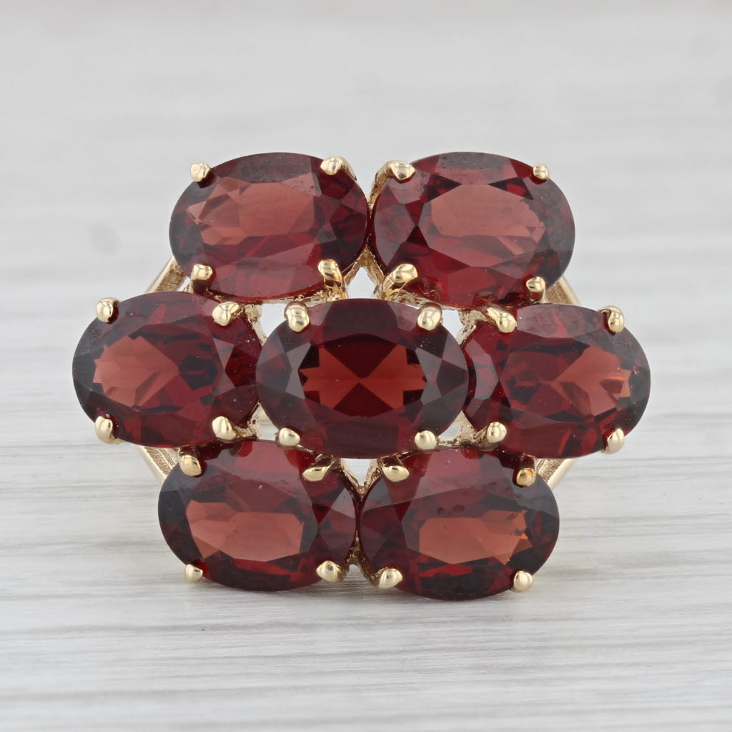 Dark Olive Green 10.30ctw Garnet Cluster Ring 10k Gold Cocktail Size 7