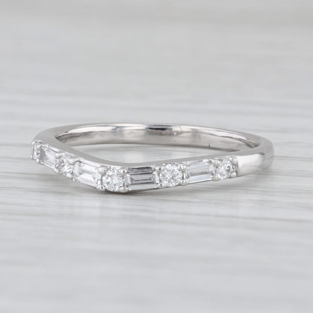 0.32ctw Diamond Wedding Band 14k White Gold Size 7.5 Stackable Anniversary Ring