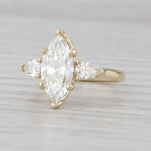 New IGI 2.46ctw Marquise Lab Created Diamond Halo Engagement Ring 14k Gold