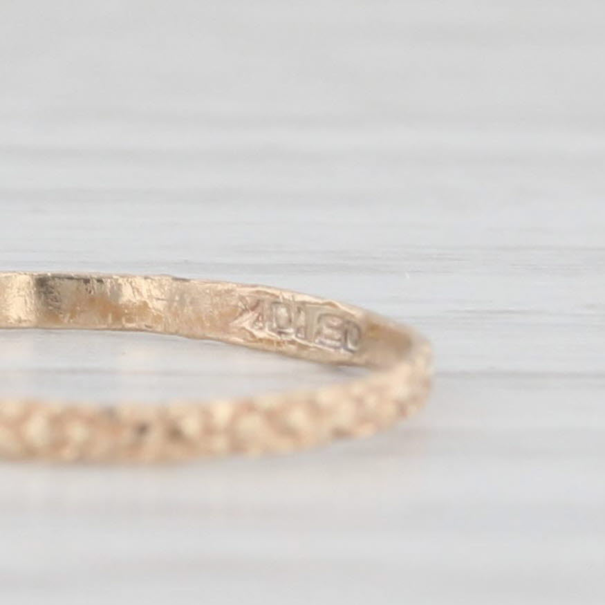 Light Gray Ostby Barton Floral Vintage Baby Ring 10k Yellow Gold Small Size Band