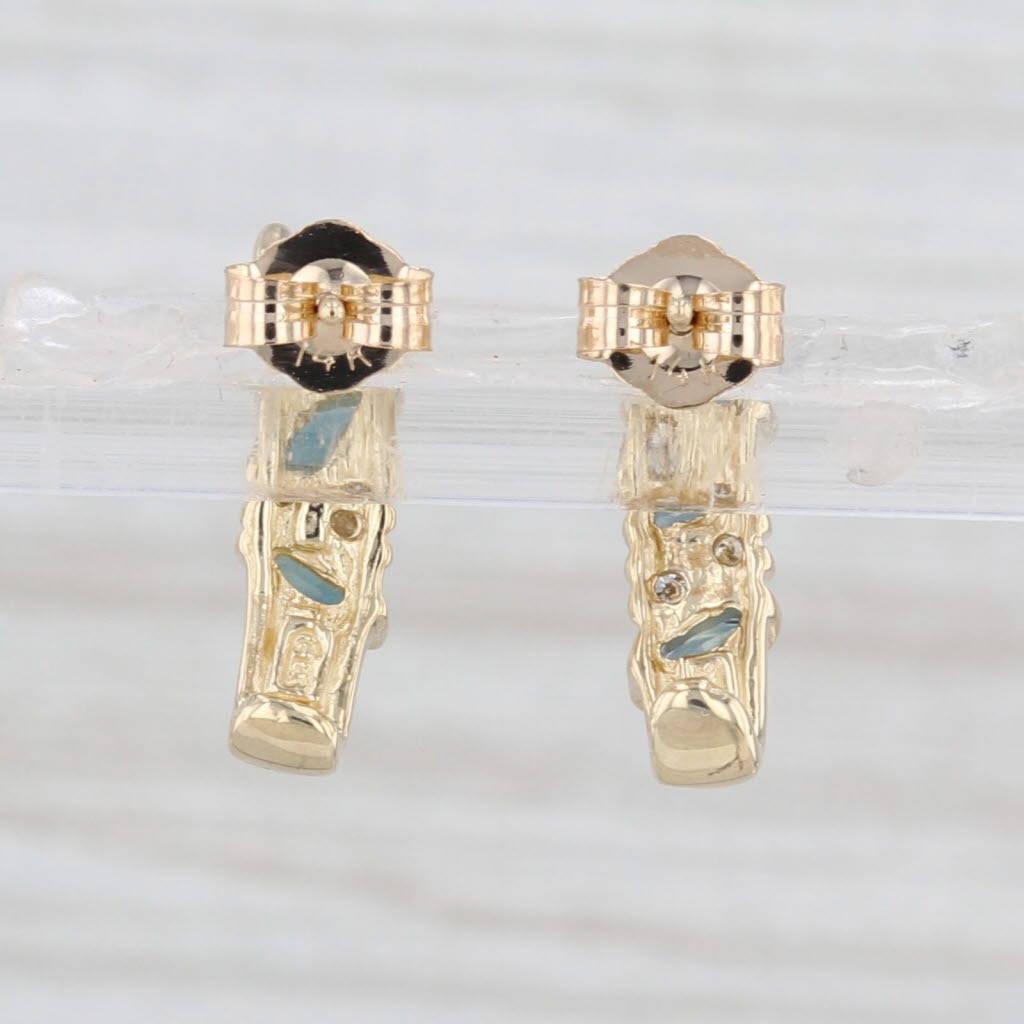 0.75ctw Blue Sapphire Diamond J-Hook Earrings 14k Yellow Gold