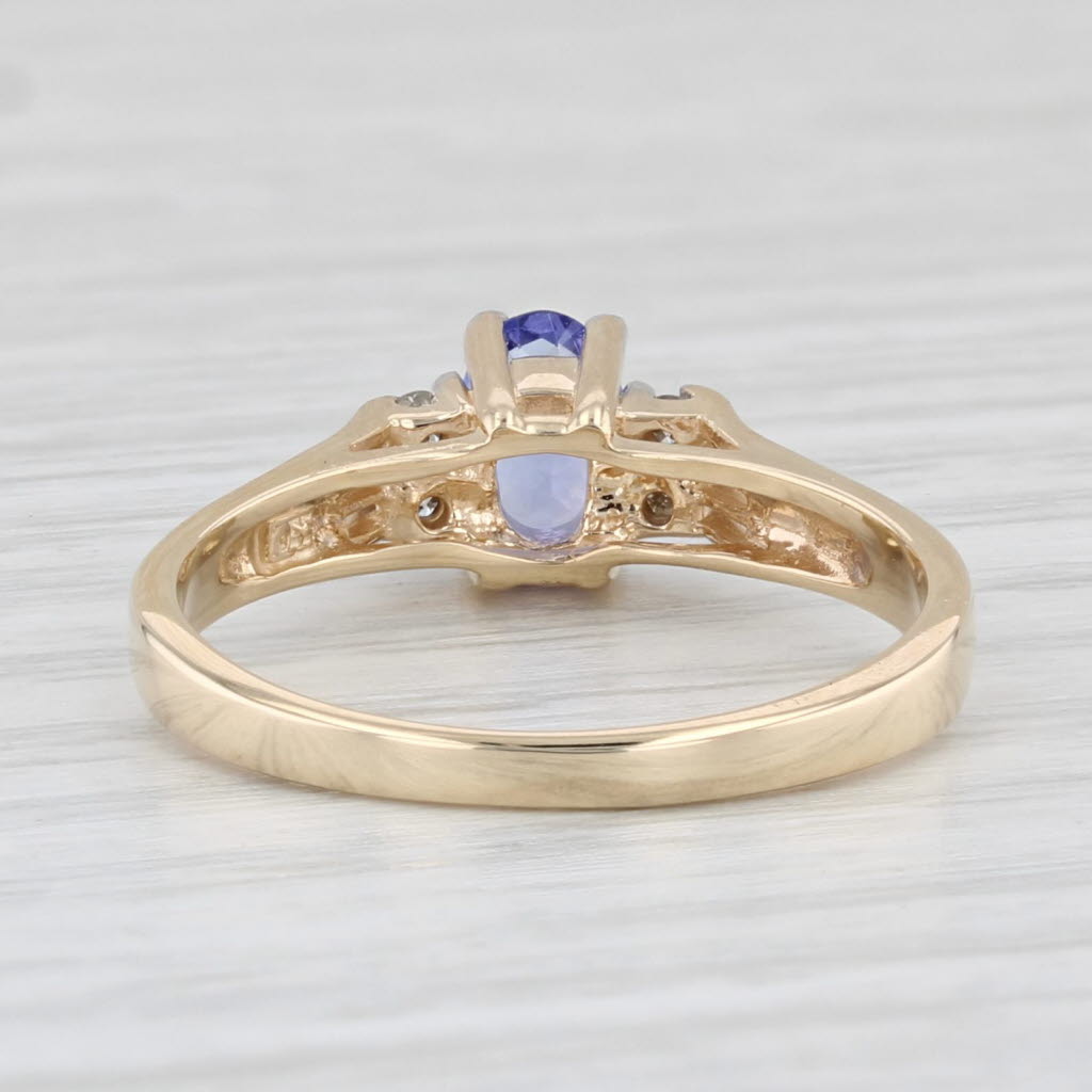 Light Gray 0.56ctw Oval Tanzanite Diamond Ring 14k Yellow Gold Size 7