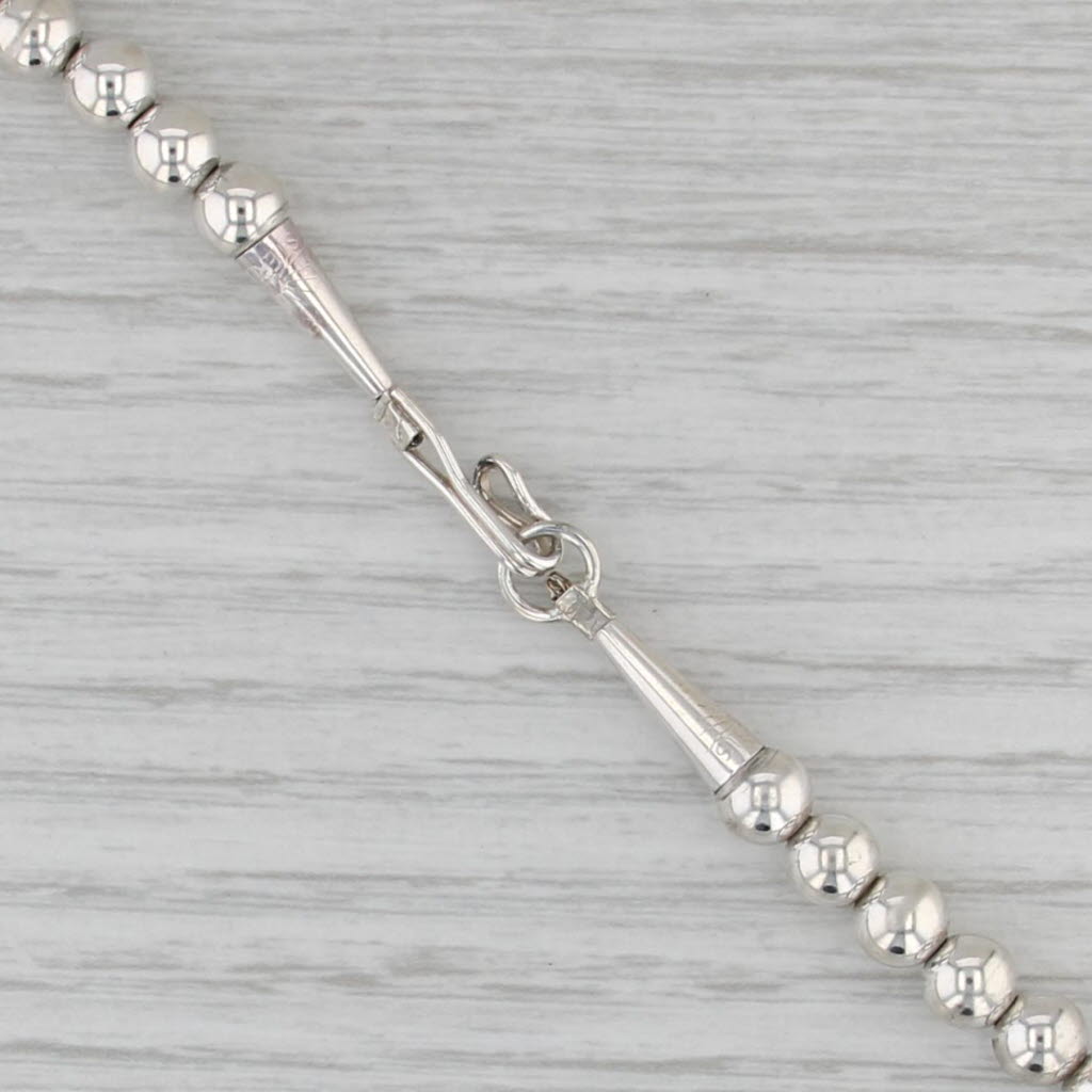 Vintage Southwestern Bead Chain Necklace Sterling Silver Hook Clasp 29.5" 6mm