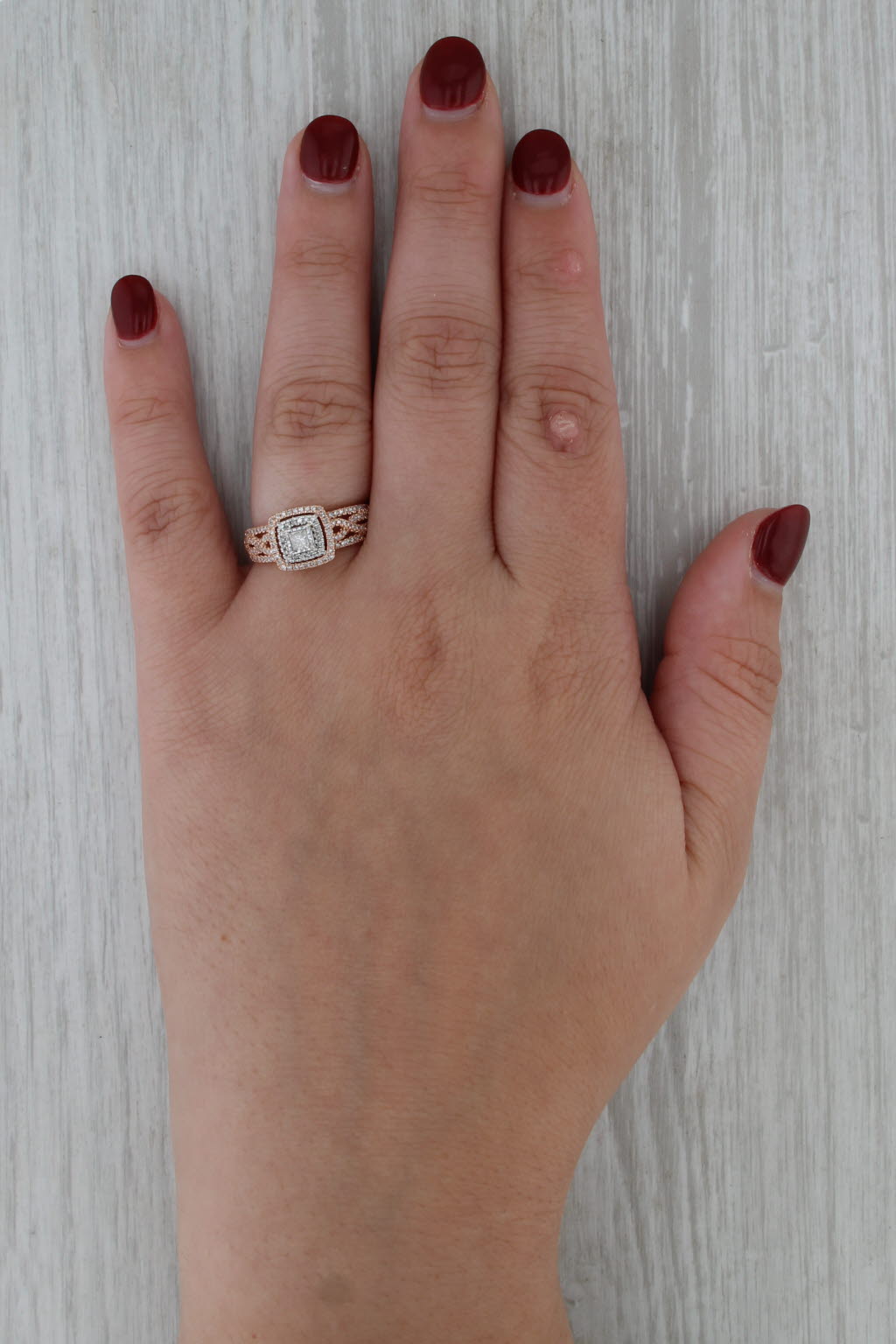 0.30ctw Diamond Halo Engagement Ring 10k Rose White Gold Size 7