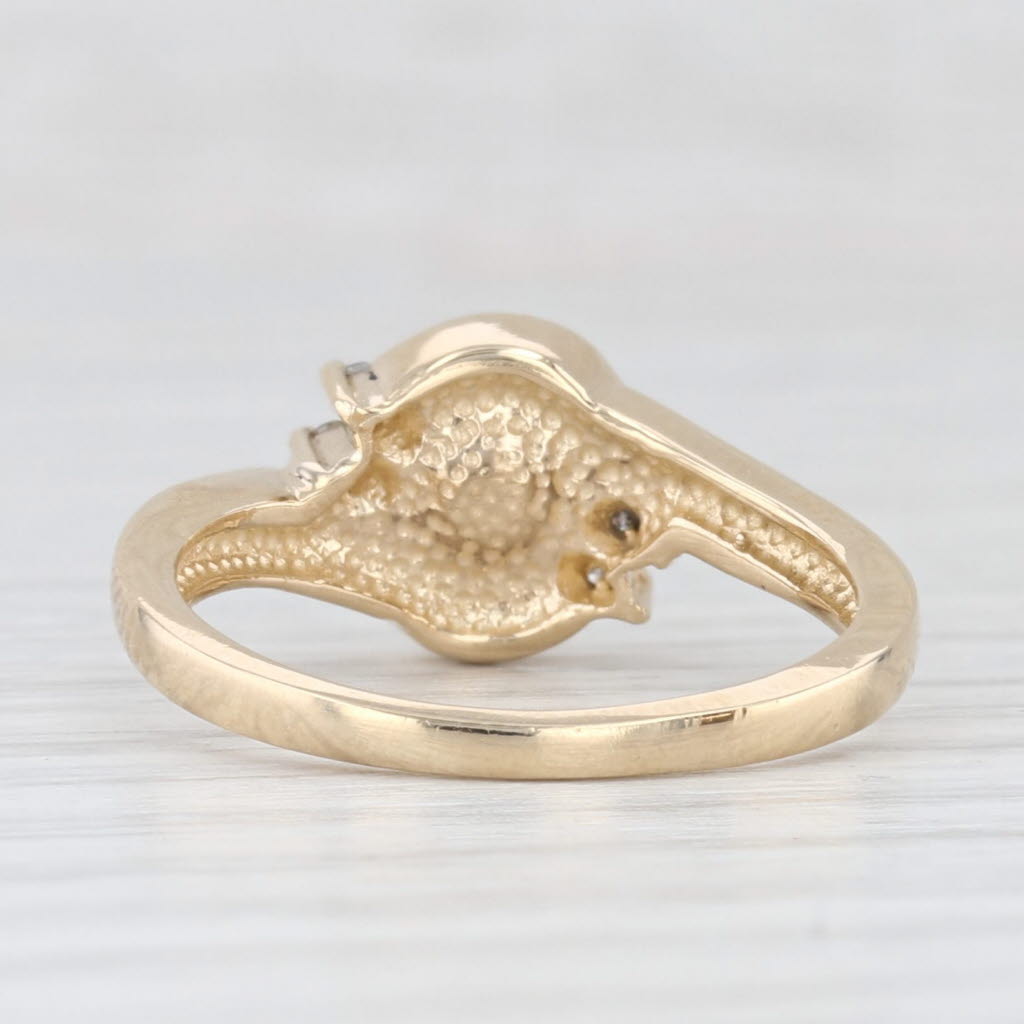 Light Gray 6.3mm Cultured Pearl Bead Diamond Ring 14k Yellow Gold Size 6