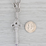 Pink Cubic Zirconia Key Pendant Necklace Sterling Silver Judith Ripka 17.5"