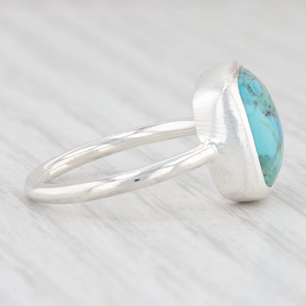 New Nina Wynn Marbled Blue Green Turquoise Ring Sterling Silver Size 7