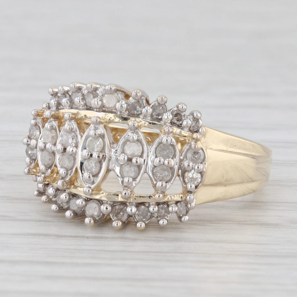 Light Gray 0.44ctw Diamond Cluster Ring 10k Yellow Gold Size 7.25