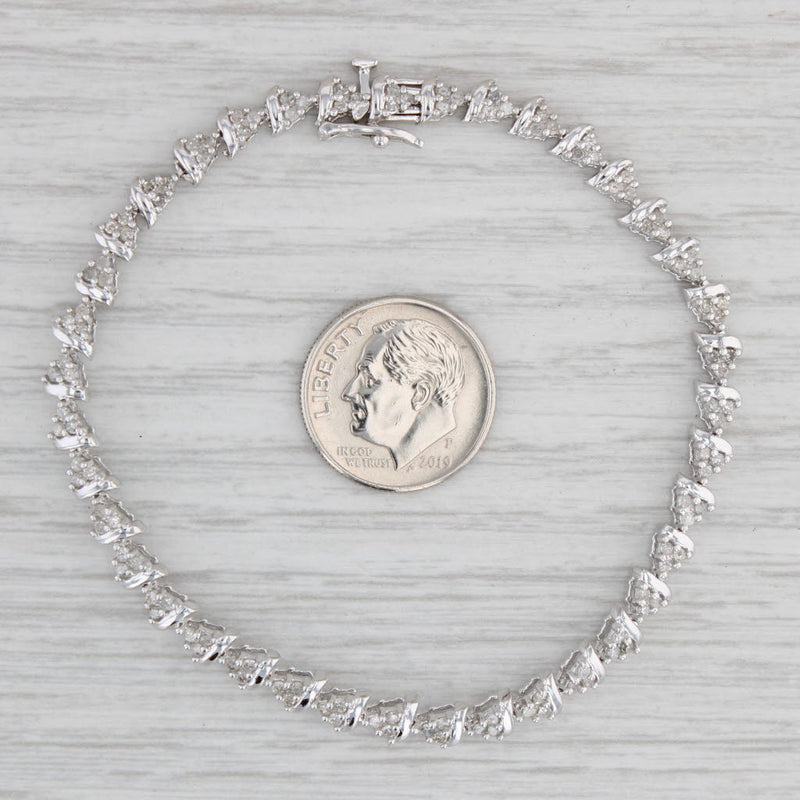 Gray 0.60ctw Diamond Tennis Bracelet 10k White Gold 7" 4.6mm