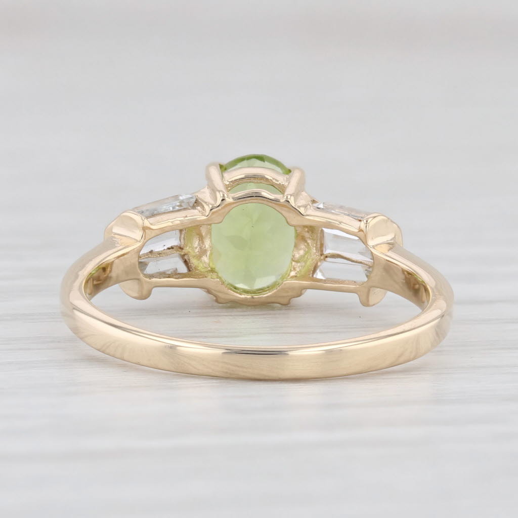 Light Gray 2.20ctw Oval Peridot Topaz Ring 14k Yellow Gold Size 8