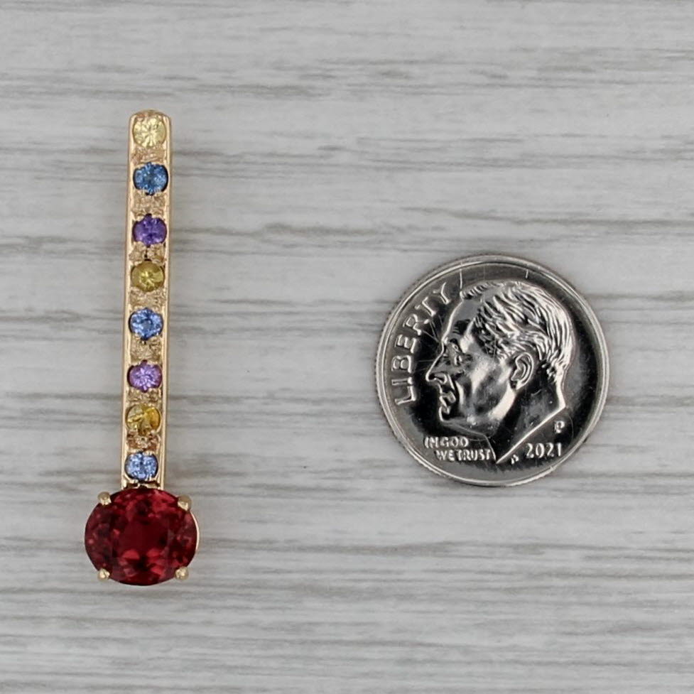 3.22ctw Tourmaline Sapphire Journey Pendant 14k Yellow Gold Custom Made Drop