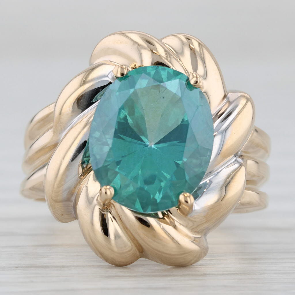 Gray 6.70ct Teal Mystic Topaz Solitaire Ring 14k Yellow Gold Size 8