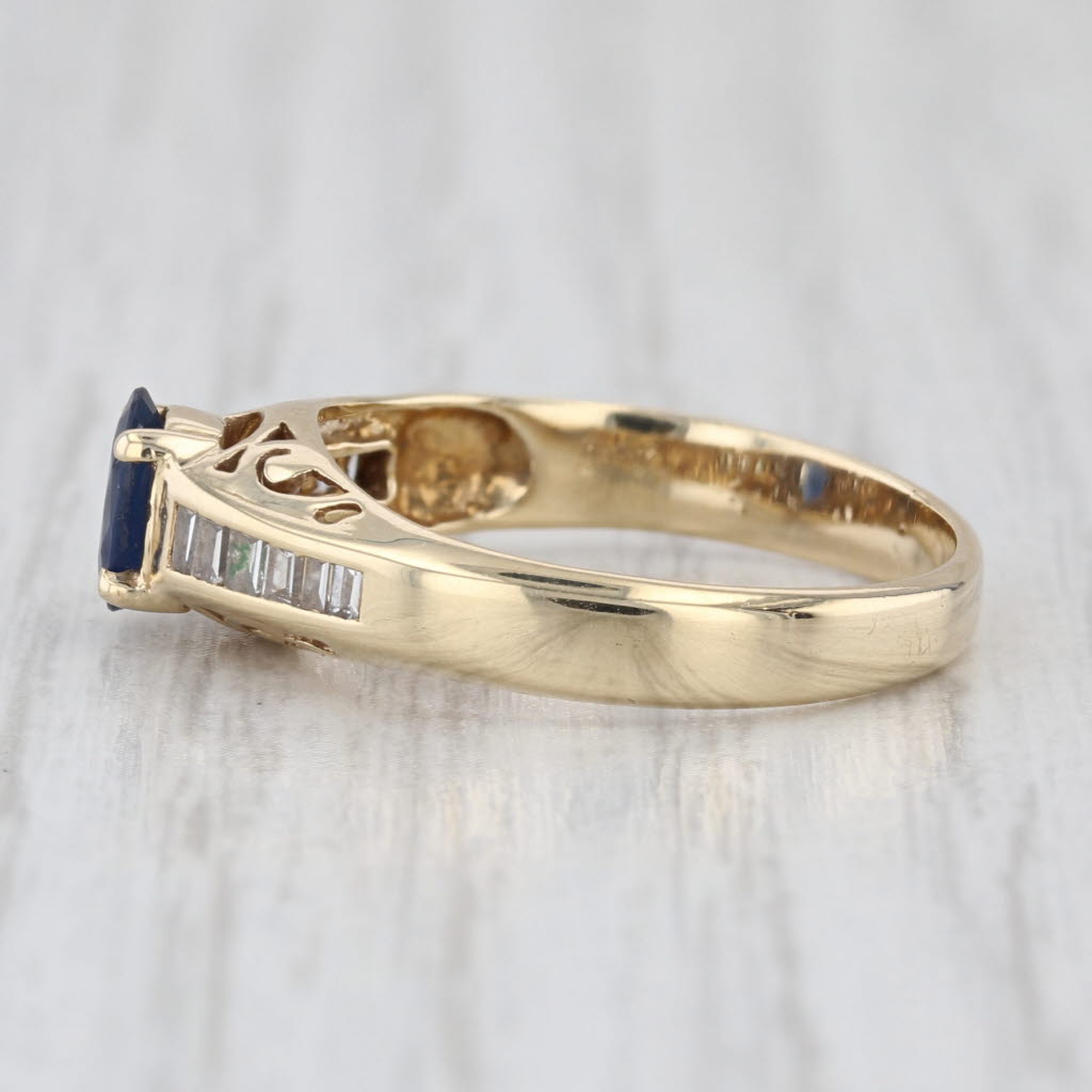 0.78ctw Oval Blue Sapphire Diamond Ring 14k Yellow Gold Size 7.5