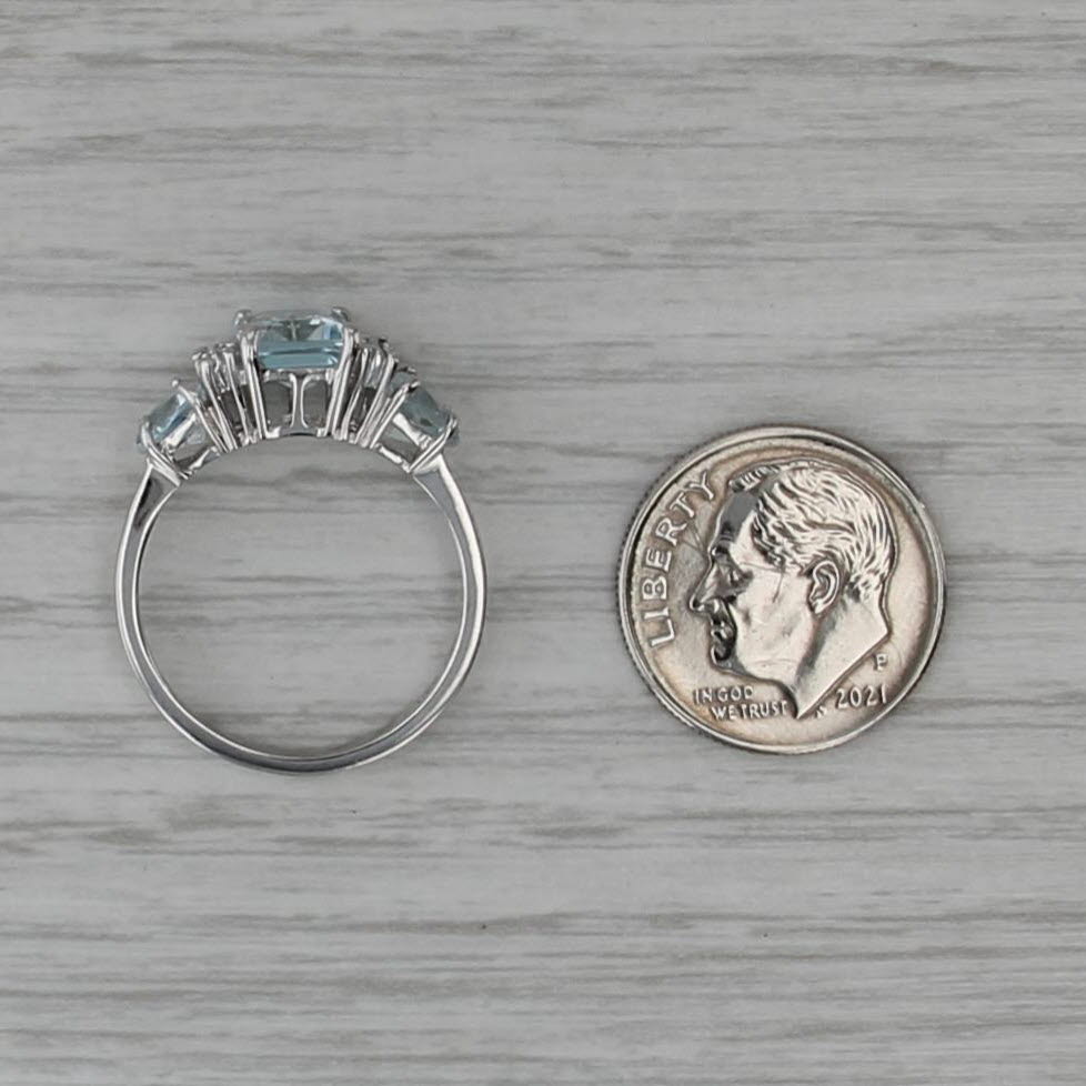 2.12ctw Aquamarine Diamond Ring 10k White Gold Size 7