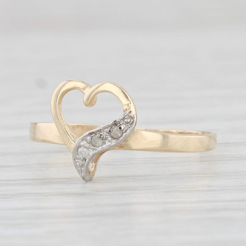 Light Gray Diamond Accented Heart Ring 10k Yellow Gold Size 5