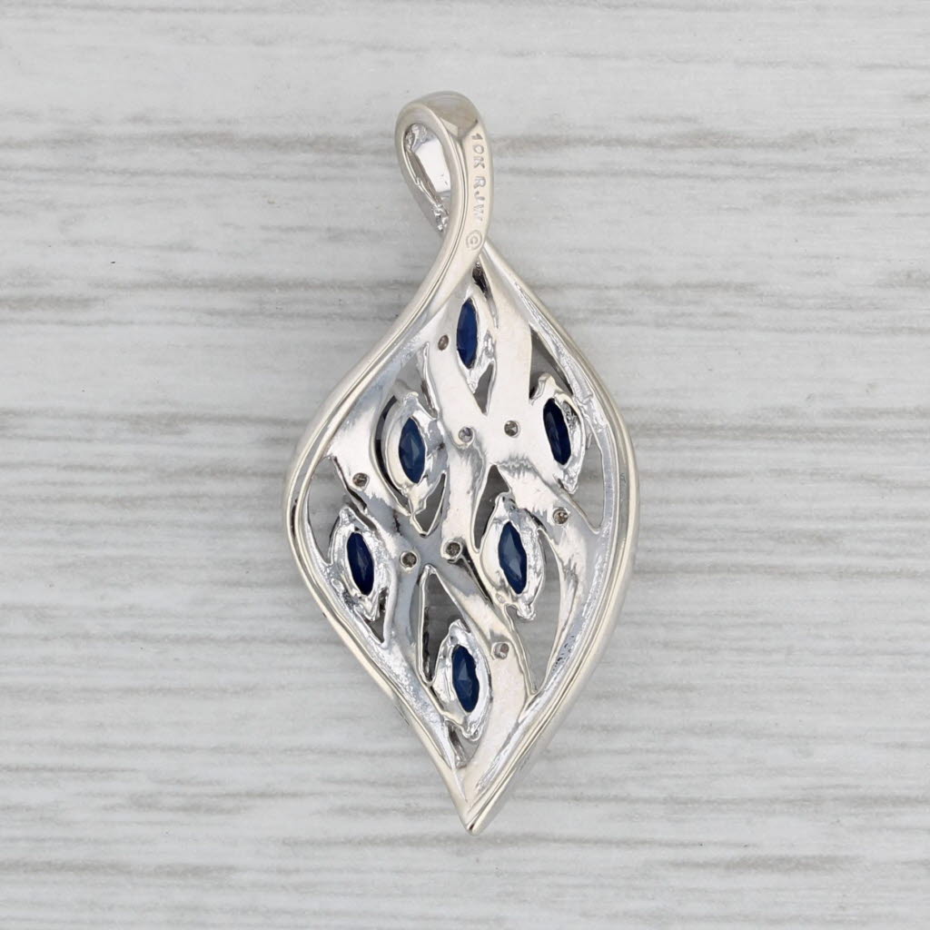 Gray 0.78ctw Lab Created Sapphire Diamond Pendant 10k White Gold