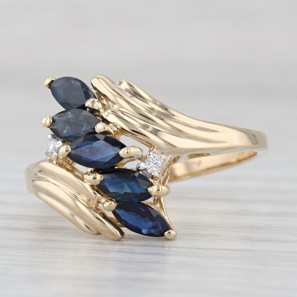 1.73ctw Blue Sapphire Bypass Ring 14k Yellow Gold Size 10.25