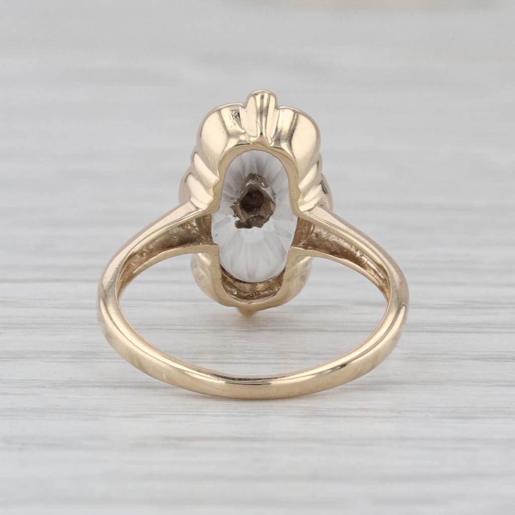 Rayed Quartz Diamond Signet Ring 10k Yellow Gold Size 4 Vintage