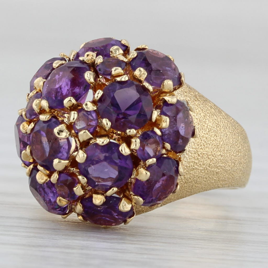 Gray 3.75ctw Amethyst Cluster Cocktail Ring 18k Yellow Gold Size 5.5