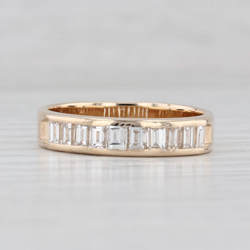 Light Gray 0.92ctw Diamond Wedding Band 14k Yellow Gold Size 8.5 Stackable Anniversary Ring