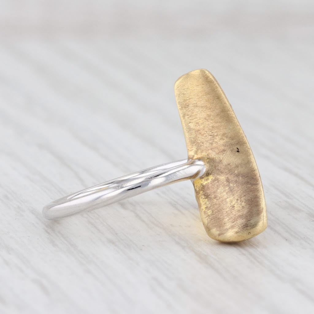 New Nina Wynn Druzy Quartz Trio Sand Ring Sterling Silver 22k Gold Vermeil