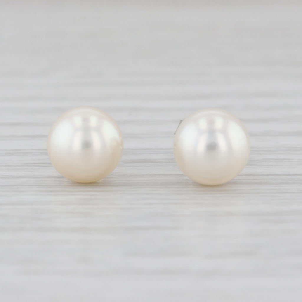 7.5 mm Round Bead Cultured Pearl Stud Earrings 14k Yellow Gold
