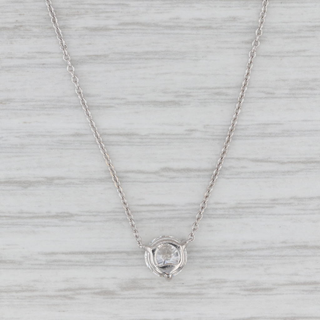 Lab Grown Diamond Pendant Necklace 14k White Gold 18" 1.11ct Round E VVS2 IGI