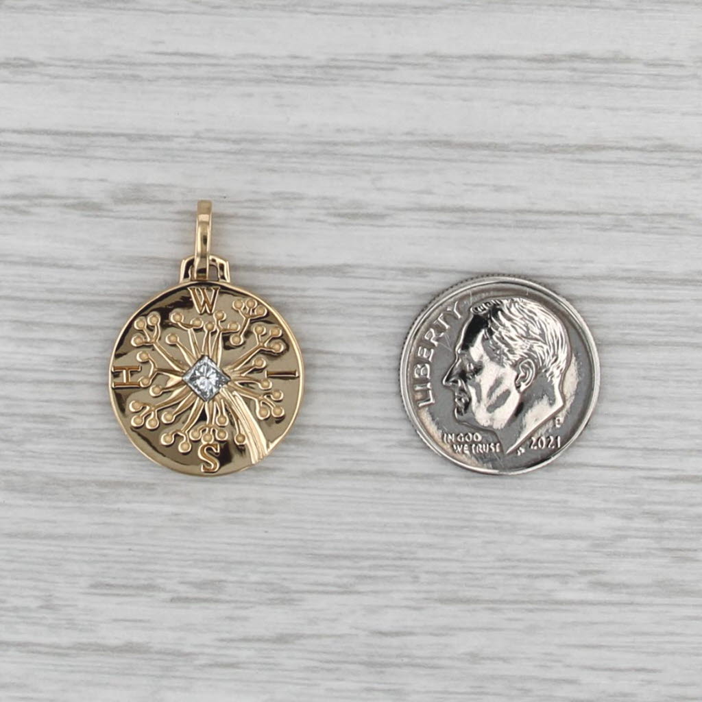 Monica Rich Kosann Dandelion With Intaglio Pendant 18k Yellow Gold Charm