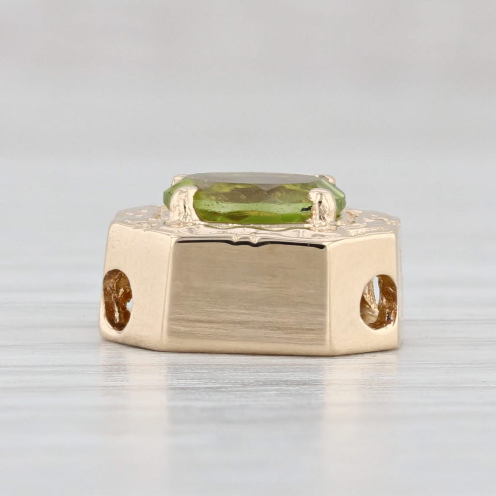 Light Gray 3.60ct Oval Peridot Slide Charm 14k Yellow Gold Vintage Goldman Kobler