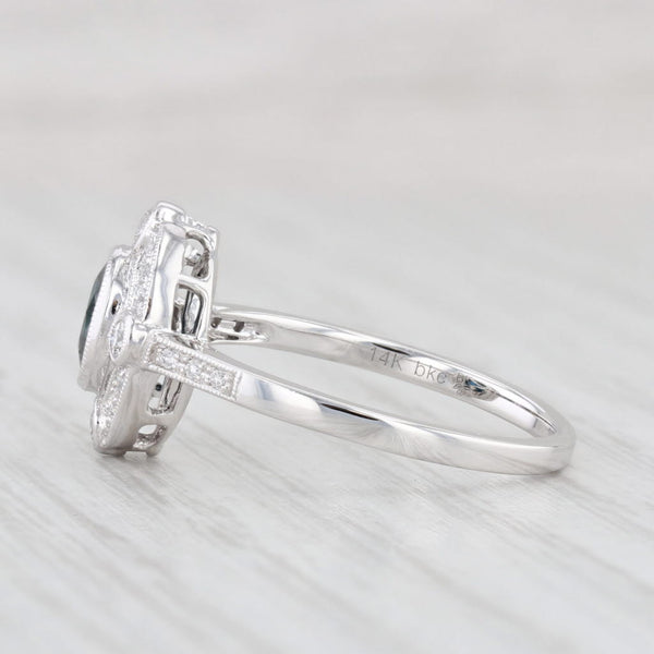 New Beverley K 0.95ctw Sapphire Diamond Halo Ring 14k Gold Engagement Size 7.25
