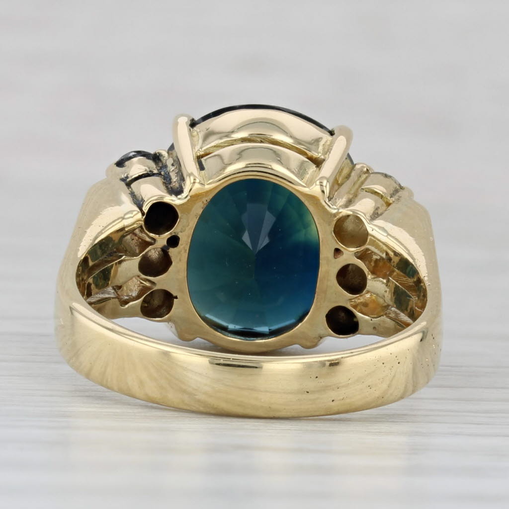 Gray 9.24ctw Teal Sapphire Diamond Ring 18k Yellow Gold Size 7 GIA Engagement